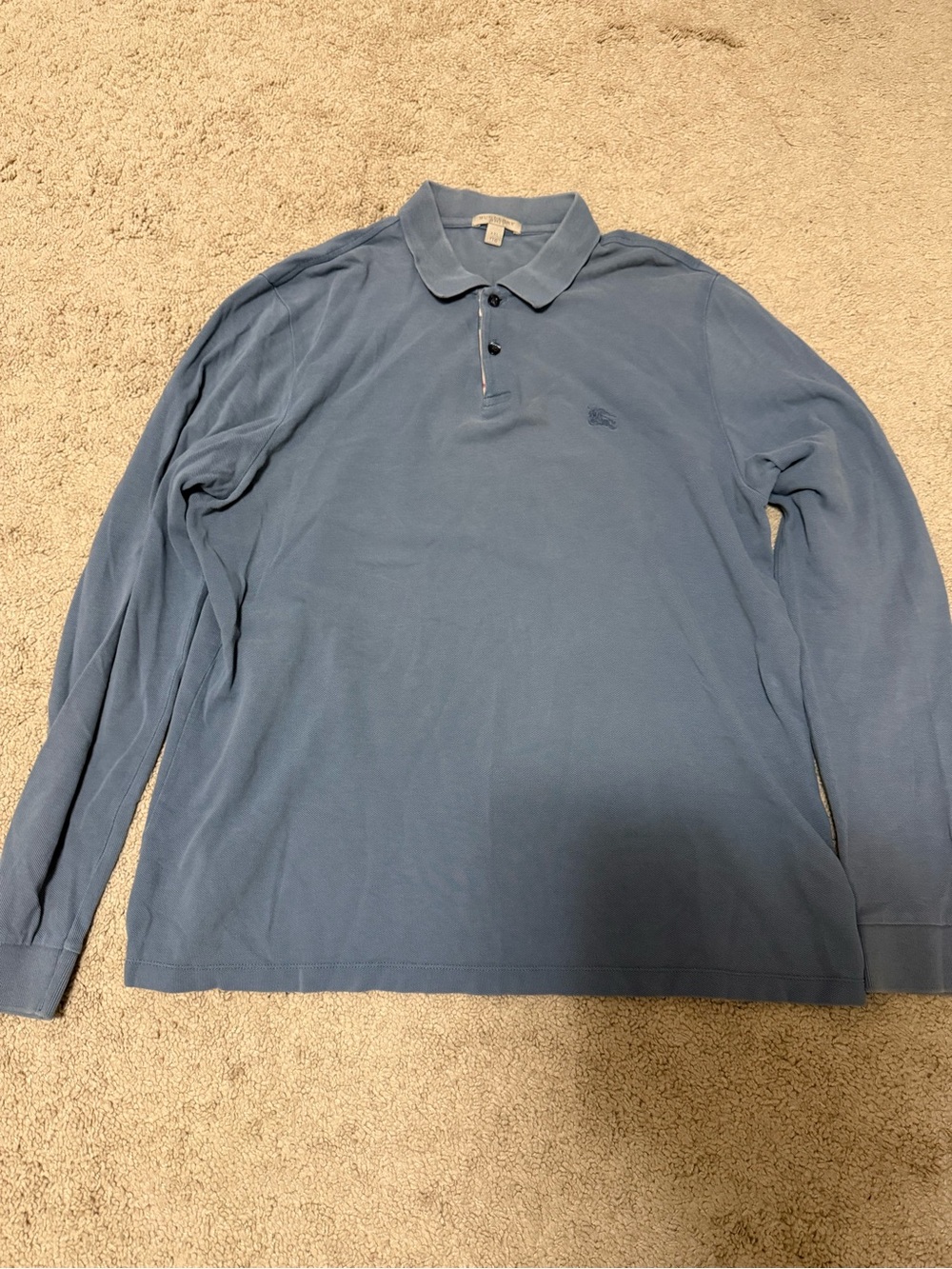 $600 Burberry Brit Men’s long sleeve polo Cotton Size XXL